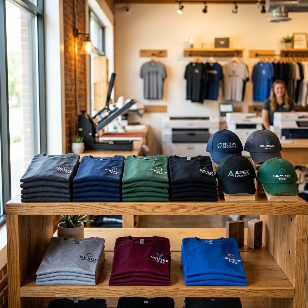 Estamparia em camisas, bonés e brindes corporativos