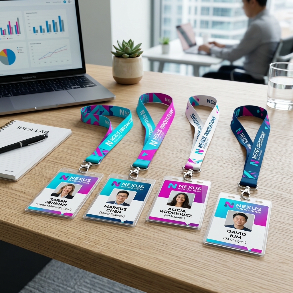 Crachás corporativos e cordões personalizados de alta qualidade